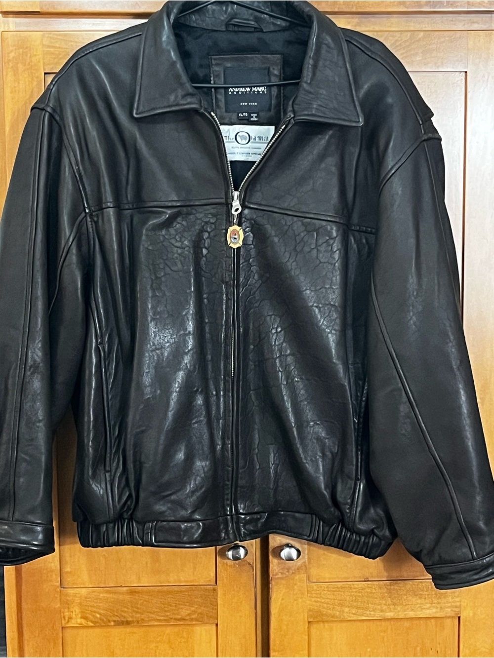 Vintage Andrew Marc Deep Espresso Brown Leather Jacket Mens XL Heavy Outerwear